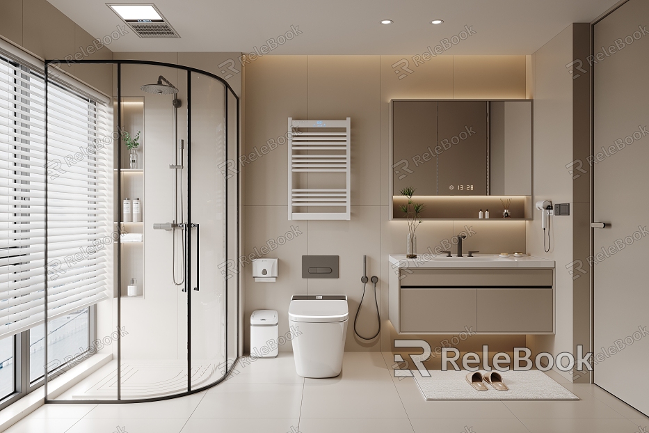 Modern toilet sink smart mirror shower room shower smart toilet hair dryer venetian blind model