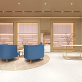 Modern Elegant Boutique Interior With Pink Shelves Gold Decor White Floor And Green Plant