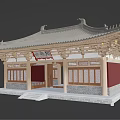 Traditional Chinese Ancient Architecture With Tiled Roof Overhanging Eaves Wooden Doors And Stone Steps