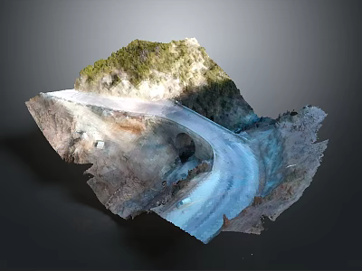 Realistic 3D Mountain Terrain Model With Winding Road And Green Vegetation 3d model