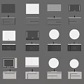 Various Modern Bathroom Vanity Units With Different Mirror Designs And Storage Features 3d model