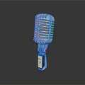 Vintage Microphone Classic Design With Red Silver Grille And Metallic Stand