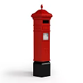 Red Public Mailbox as Classic Urban Public Facility with Traditional Design Black Base and Royal Emblem