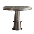 Elegant Modern Circular Side Tables with Marble Tabletop and Gold Dark Gray Cylindrical Bases