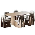 Modern Solid Wood Dining Table And Soft Upholstered Chair Combination For Stylish Home Dining Room