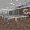 Modern Conference Room Interior Design With Large Screen Tables And Comfortable Chairs 3d model