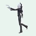 Game Movie Character With White Head Black Suit Red Tie Black Tentacles In Dynamic Pose