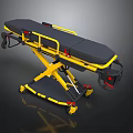 Medical Stretcher With Yellow Black Frame Adjustable Wheels And Ergonomic Structure