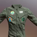 Inflatable Green Military Style Flight Jacket Model With Badges Earth Patch And Glowing Logo