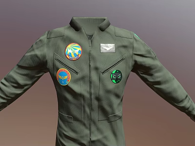 Inflatable Green Military Style Flight Jacket Model With Badges Earth Patch And Glowing Logo 3d model