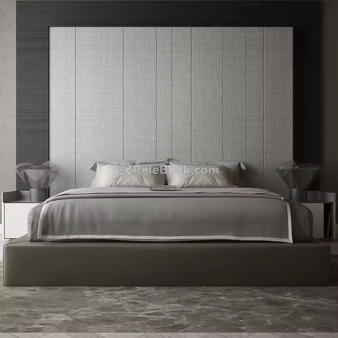 Modern background double bed combination 3d model