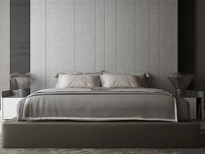 Modern background double bed combination 3d model