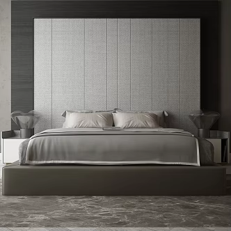 Modern background double bed combination 3d model