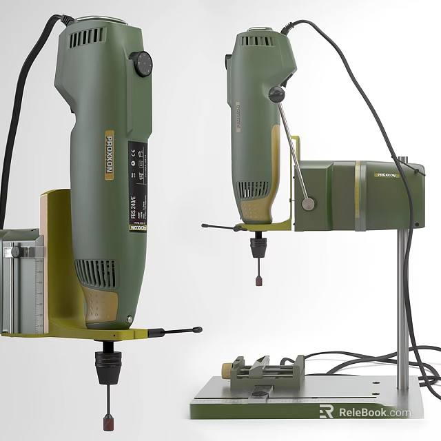 Practical Green Electric Drills With Stands And Cables For Daily Household Use 3d model 