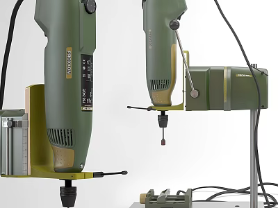 Practical Green Electric Drills With Stands And Cables For Daily Household Use 3d model