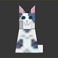 Colorful Pixel Art Cat Sculpture With Blue Purple White Fur And Shiny Reflection