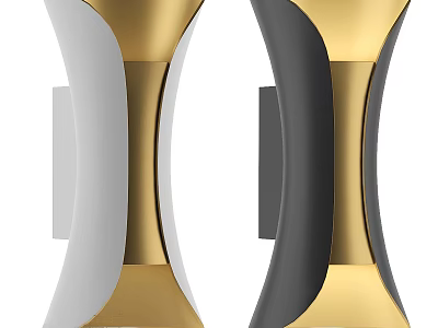 Pair of Modern Wall Lamps With Gold White Black Curved Elegant Design 3d model