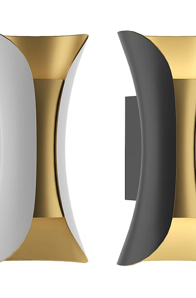 Pair of Modern Wall Lamps With Gold White Black Curved Elegant Design 3d model