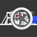 Car Chassis Suspension System with Red Blue Mechanical Components and Wheel 3d model