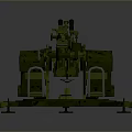 Military Green Camouflage Artillery Weapon Featuring Mounted Structure And Long Barrel