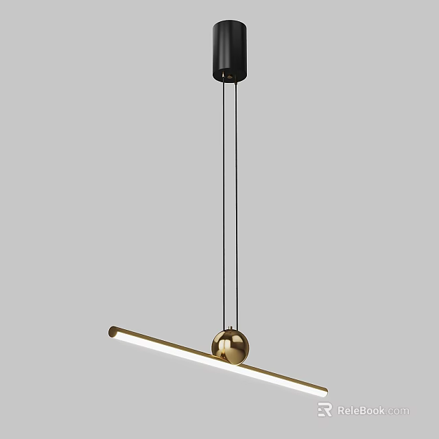 Modern Pendant Light With Golden Sphere And Long Bar Design For Interior Decor 3d model