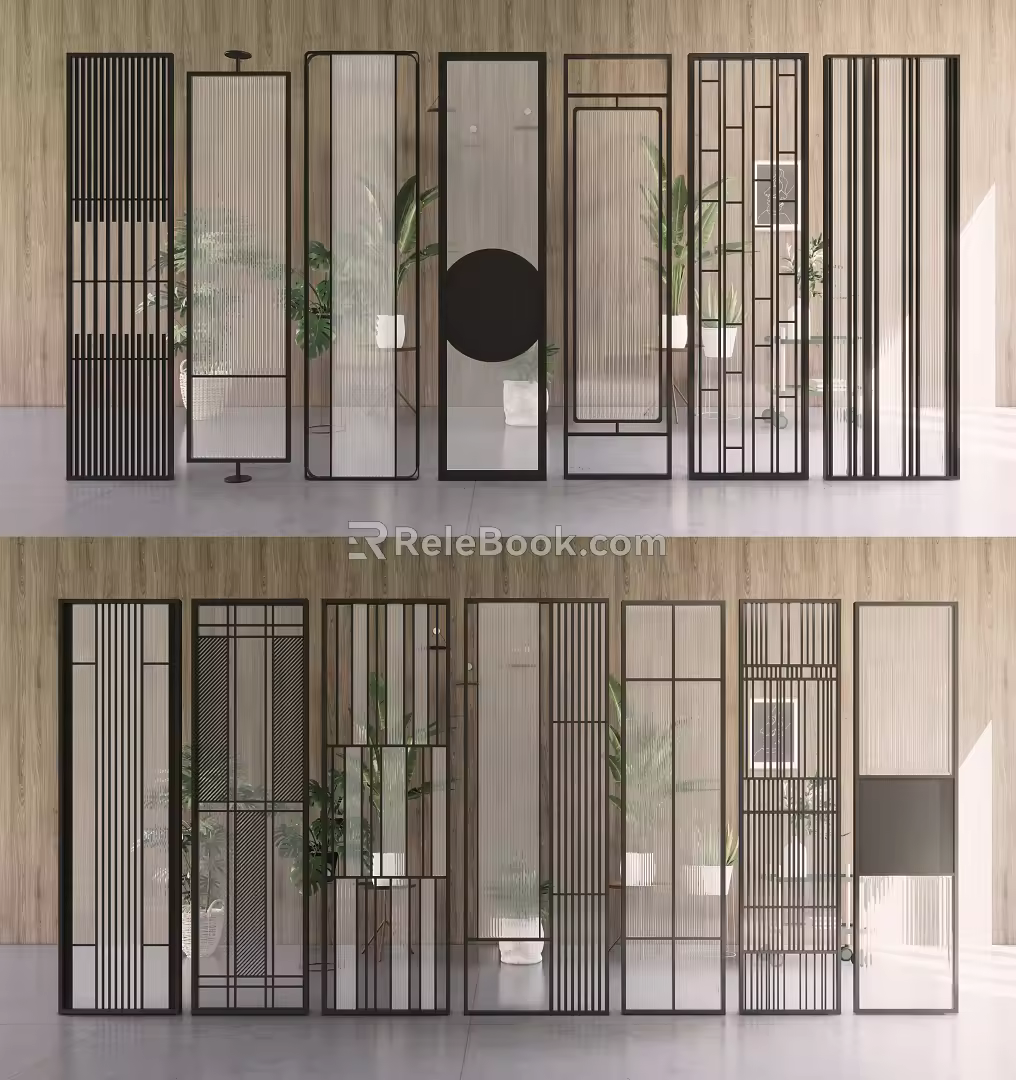 Modern partition decorative screen combination 3d model