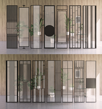 Modern partition decorative screen combination 3d model