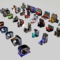 Variety of Colorful Amusement Equipment Including Arcade Machines Bumper Cars and Game Machines