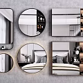 Modern Decorative Mirrors with Round Rectangular and Shelf Designs for Home Interiors 3d model