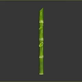 Green Bamboo Stems in Tower like Arrangement with Gray Background and Reflective Surface