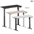 Modern Adjustable Electric Standing Desk With Different Color Tabletop Black White Legs And Control Panel