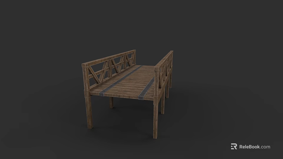 Simple Wooden Bridge Structure Featuring Railings And Wooden Planks Design 3d model 