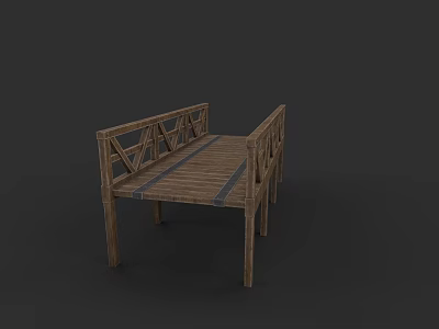 Simple Wooden Bridge Structure Featuring Railings And Wooden Planks Design 3d model