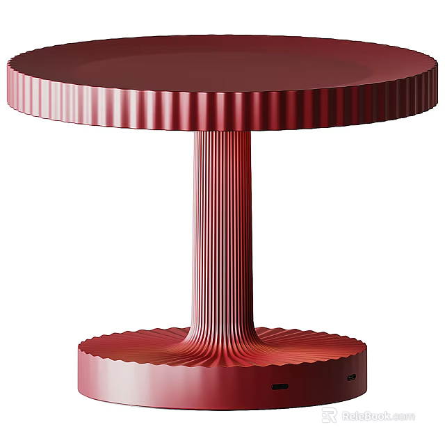 Red Modern Table Lamp with Round Base Ribbed Column and Stylish Design Home Decor 3d model