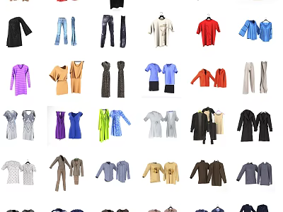 Diverse Stylish Clothes Collection Featuring Shirts Pants Dresses Jackets And Tops 3d model