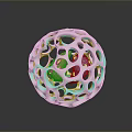Intricate Hollow Metallic Sphere With Colorful Inner Elements Shiny Surface And Reflective Base