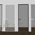 Modern Interior Hinged Doors Featuring Frosted And Textured Glass With Black Frames 3d model