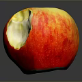 Red and Yellow Bitten Apple on Gray Background with Visible Reflection 3d model