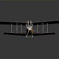 Detailed Blue and Orange Biplane Model on Dark Background with Reflection