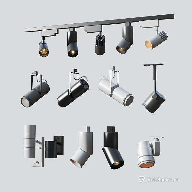 Modern Downlights And Spotlights With Various Designs And Colors For Home Lighting Decor 3d model 