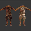 Futuristic Armor Suits In Dark And Light Gray With Detailed Design And Standing Poses