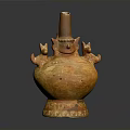 Ancient Pottery Sculpture Featuring Dragon Carving And Ornate Yellow Glaze Details