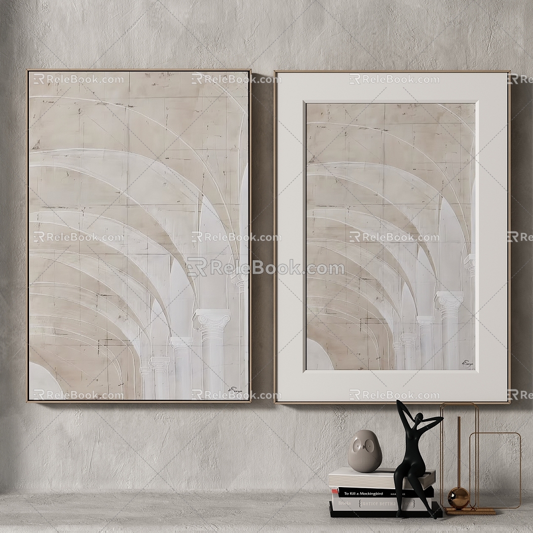 Modern Light Luxury Simple Texture Decorative Painting Italian Style Minimalist New Chinese Style 3d model