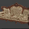 Classical Three Seater Sofa With Carved Frame Tufted Back And Brown Leather