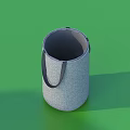 Gray Textured Fabric Storage Bucket With Handle For Home Organization