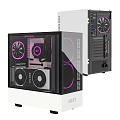 NZXT Gaming Computer Case With Transparent Side Panel Purple LED Fans And Internal Components 3d model