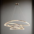 Sleek Modern Chandelier With Multiple Illuminated Circular Rings And Hanging Design
