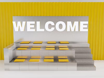 Card holder Stairs Card holder Pecking area Photo wall Waiting area 3d model