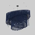 Modern Blue Chandelier With Hanging Tassel Strips And Artistic Design