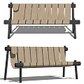 Modern Outdoor Chair Design With Wooden Slat Seat And Black Metal Frame